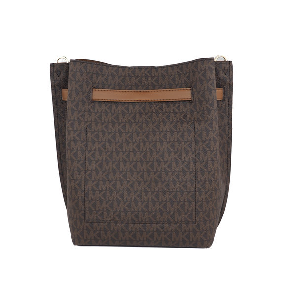 Emilia Small Signature PVC Bucket Bag Messenger Handbag (Brown Signature) - Picture 2 of 2